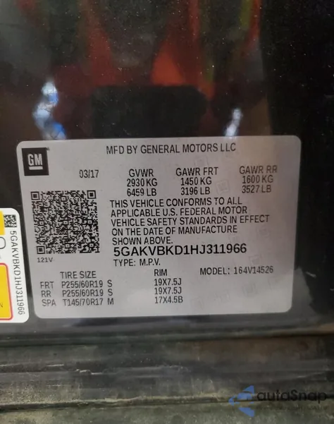 2017 Buick Enclave z USA, uszkodzony, nr VIN 5GAKVBKD1HJ311966